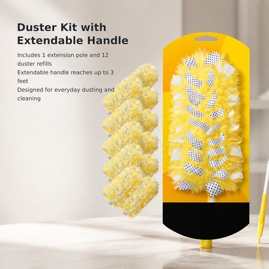 12-Piece Heavy-Duty Duster Set with Extendable Handle